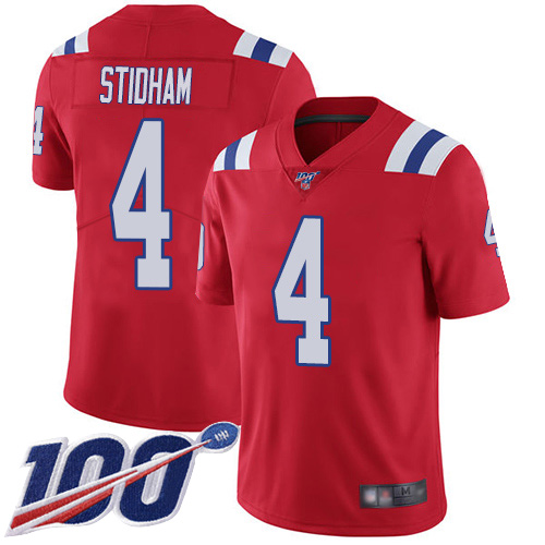 New England Patriots Limited Red Men #4 Jarrett Stidham Alternate NFL Jersey 100th Season->new england patriots->NFL Jersey